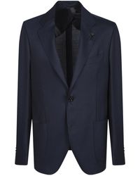 Lardini - Single Breasted Flower Detailed Jacket - Lyst