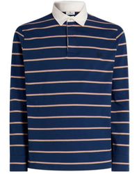 Etro - Long-Sleeved Cotton Polo Shirt With Shirt Collar And Striped Motif - Lyst