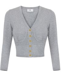 Elisabetta Franchi - Bustier-Style V-Neck Cardigan - Lyst