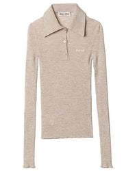 Miu Miu - Cashmere And Silk Knit Polo Shirt - Lyst