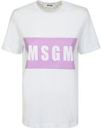 MSGM - Logo Printed Crewneck T-Shirt - Lyst