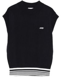 Autry - Logo Embroidered Knitted Top - Lyst