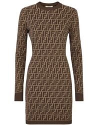Fendi - Monogrammed Long-Sleeved Dress - Lyst