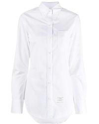 Thom Browne - Logo Patch Long-Sleeved Shirt - Lyst