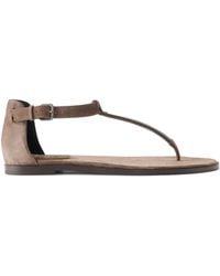 Brunello Cucinelli - Round-Toe Flat Sandals - Lyst