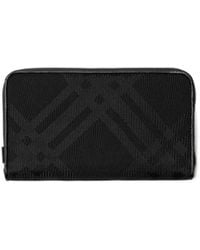 Burberry - Checkered Jacquard Zip-Up Wallet - Lyst