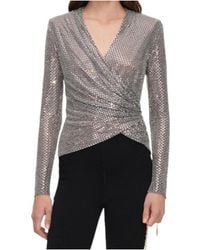 Self-Portrait - Rhinestone Mesh Wrap Top - Lyst