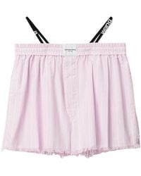 T By Alexander Wang - Crystal-Embellished Raw-Cut Shorts - Lyst