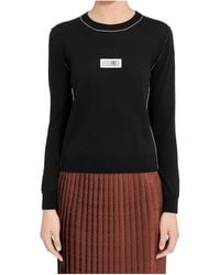 MM6 by Maison Margiela - Contrast-Trimmed Ribbed Jumper - Lyst