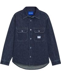 BOSS - Dark Denim Button-Up Shirt - Lyst