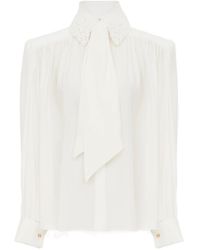 Chloé - Chloé Lace Collared Long-Sleeve Shirt - Lyst