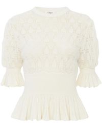 Chloé - Chloé Ruffled Short-Sleeve Knit Top - Lyst