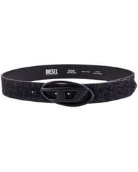 DIESEL - Logo Buckle Embellished Denim Belt - Lyst
