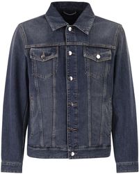 Peserico - Cotton Denim Jacket With Vintage Wash And Tailored Details - Lyst