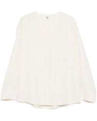 TOTEME - Totême V-Neck Long Sleeved Blouse - Lyst