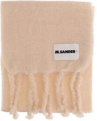 Jil Sander - Logo Patch Fringed Scarf - Lyst