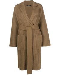 JOSEPH - Striped Belted Coat - Lyst