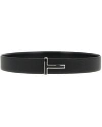Tom Ford - T Logo Plaque Buckle Belt - Lyst