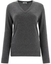 Brunello Cucinelli - V-Neck Knitted Jumper - Lyst