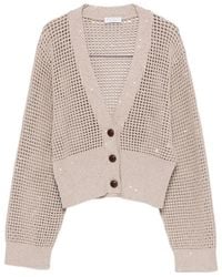 Brunello Cucinelli - Open-Knit Cropped Cardigan - Lyst