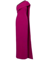 Roland Mouret - Caped Embellished Satin Crêpe Gown - Lyst