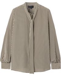 Nili Lotan - Irina Tie-Neck Striped Silk-Crepe Shirt - Lyst