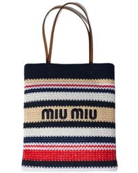 Miu Miu - Crochet-Knitted Striped Top Handle Bag - Lyst