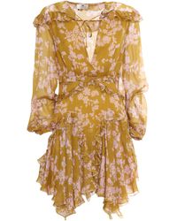 Elisabetta Franchi - Ruffles Voile Printed Dress - Lyst