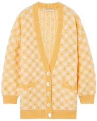 Alessandra Rich - Stud-Detail Check-Pattern Cardigan - Lyst