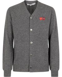 COMME DES GARÇONS PLAY - Comme Des Garçons Play Heart-Patch Knitted Cardigan - Lyst