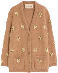 Valentino - Embroidered Knitted Cardigan - Lyst
