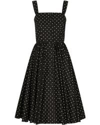 Dolce & Gabbana - Calf-Length Cotton Dress With Polka-Dot - Lyst