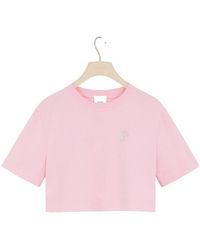 Patou - Logo Embellished Cropped T-Shirt - Lyst
