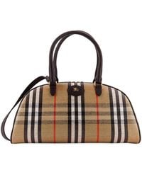 Burberry - Logo Patch Checked Tote Bag - Lyst