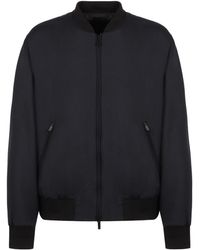 Giorgio Armani - Logo Embroidered Zip-Up Jacket - Lyst