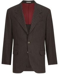 Brunello Cucinelli - Virgin Wool And Cashmere Chalk Stripe Flannel Tailor Blazer - Lyst
