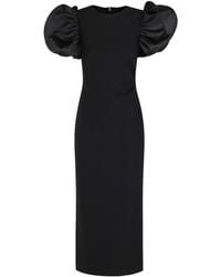 ROTATE BIRGER CHRISTENSEN - Draped Puff-Sleeve Midi Dress - Lyst