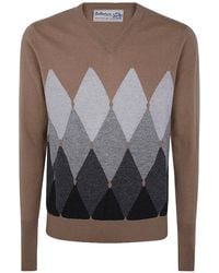Ballantyne - Diamond-Pattern V-Neck Sweater - Lyst