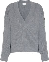 Sportmax - Ribbed-Knit Buttoned-Sleeves Sweater - Lyst