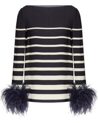 Valentino - Striped Feather Detailed Top - Lyst