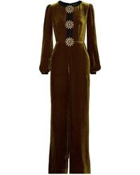 Saloni - Cut-Out Embellished Jumpsuit - Lyst
