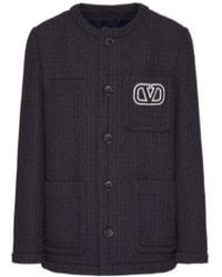 Valentino - Vlogo Signature Buttoned Tweed Jacket - Lyst