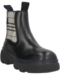 Burberry - Solid-Color Platform Leather Boots - Lyst