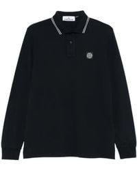 Stone Island - Logo Patch Long Sleeved Polo Shirt - Lyst