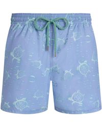 Vilebrequin - Swim Shorts With Turtle And Water Bubble Print And Matching Pouch - Lyst