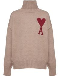 Ami Paris - Ami De Coeur Logo Intarsia Knitted Jumper - Lyst