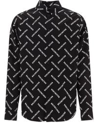 Balenciaga - Allover Logo Printed Long-Sleeved Shirt - Lyst