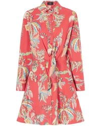Etro - Knotted Printed Cotton-Blend Mini Dress - Lyst