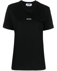 MSGM - Logo-Print Cotton T-Shirt - Lyst