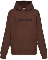Lanvin - Logo-Embroidered Kangaroo Pocket Hoodie - Lyst